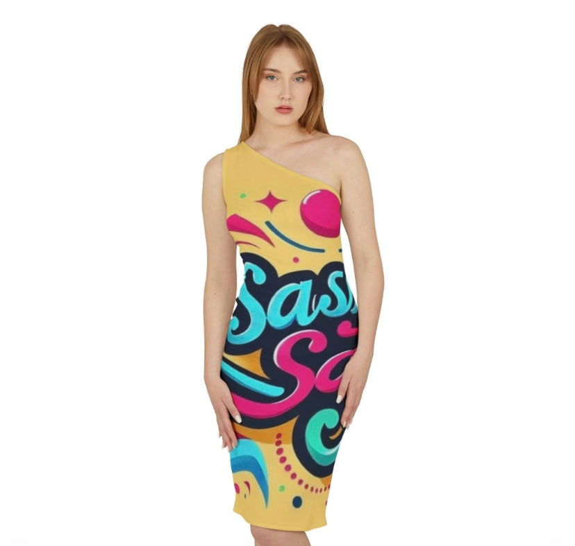 Sassy Saggi Show Shoulder Draw Dress