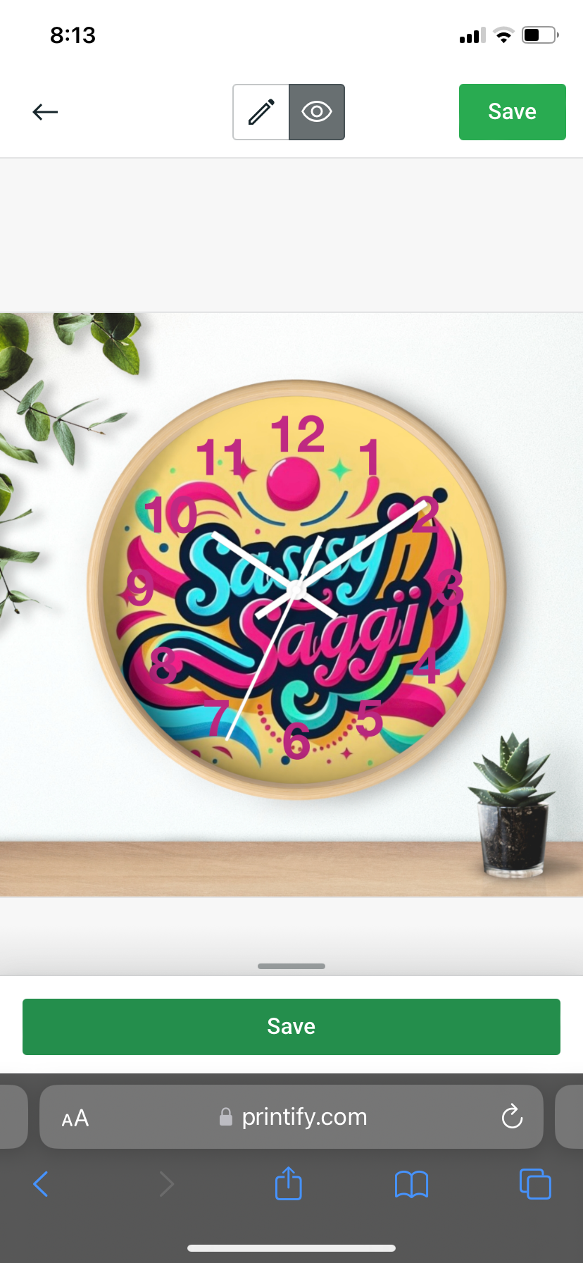 Sassy Saggi Wa Wall Clean Clock